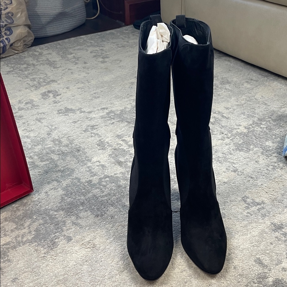 Nib Tamara Mellon Libertine 105 Suede Stretch Boot Black Sz 40.5 — image 7 of 8
